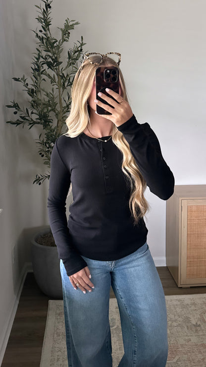 Modal Henley Top / Black