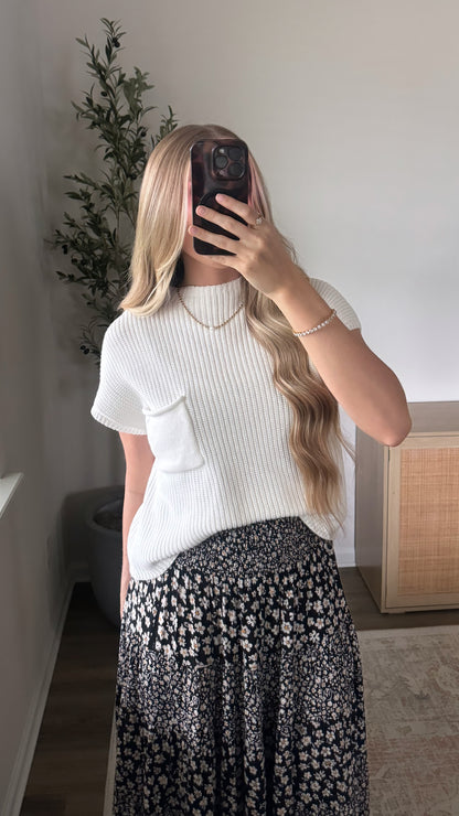 Kristen Mock Neck Sweater / White