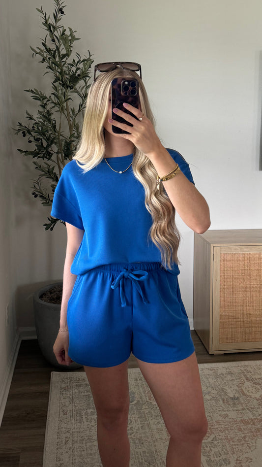 Ribbed Shorts Set / Cobalt Blue