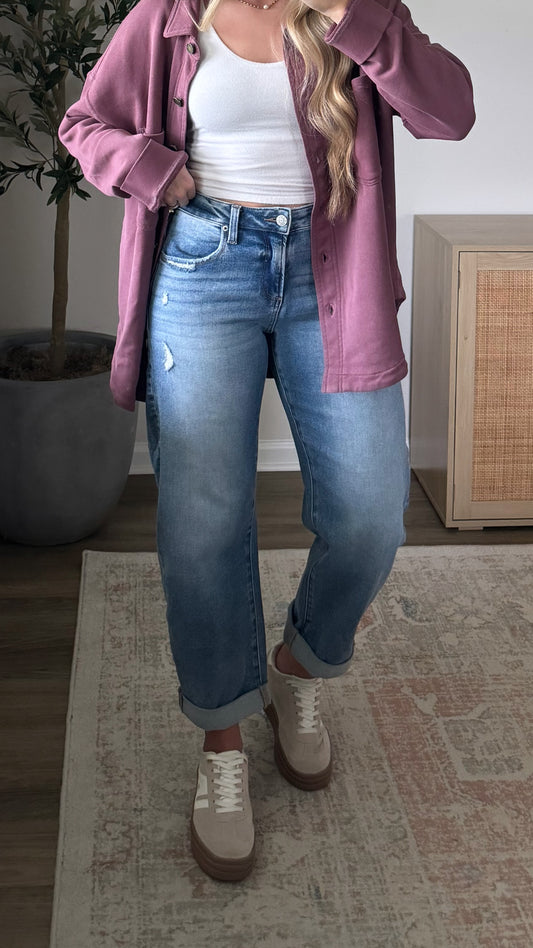 Reese Comfort Barrel Jeans / Med Wash