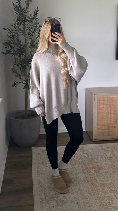Oversized Essential Knit / Heather Mocha