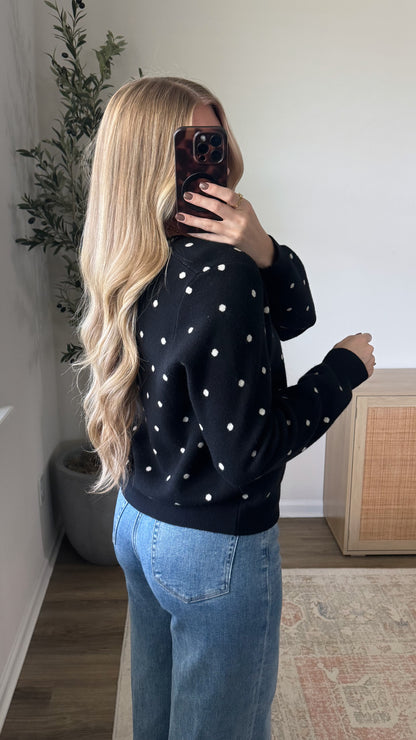 Polka Dot Cardigan / Black + White