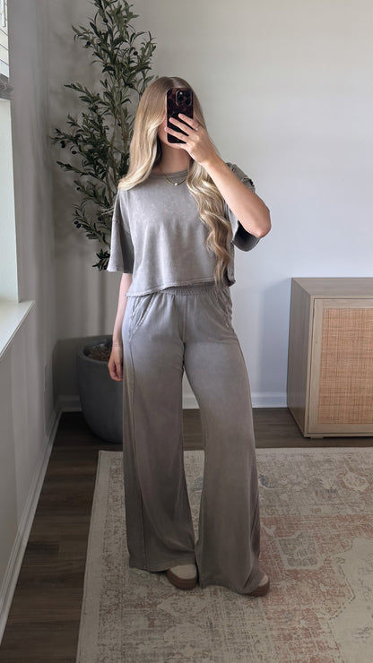 Daisy Wide Leg Pants Set / Mocha