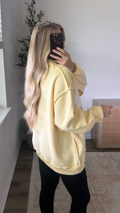 Mother Embroidered Mock Neck Sweatshirt / Yellow