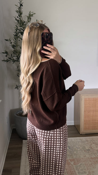 Serena Contrast Sweater / Brown