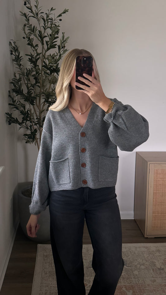 Charlie Cropped Cardigan / Grey