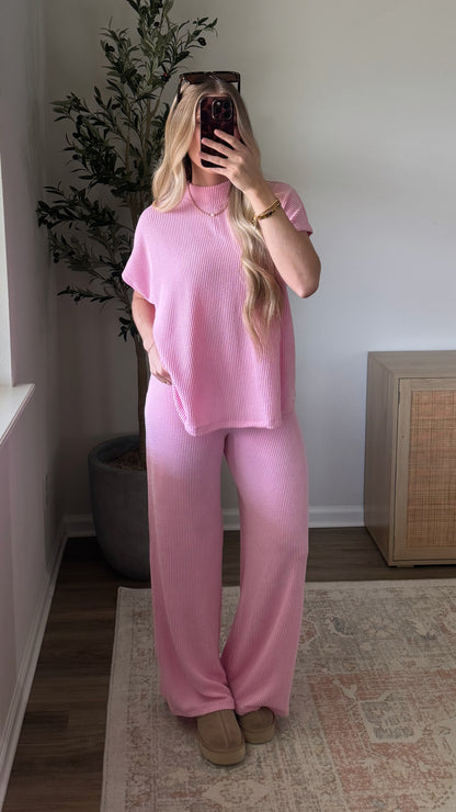 Ribbed Mockneck Set / Light Pink