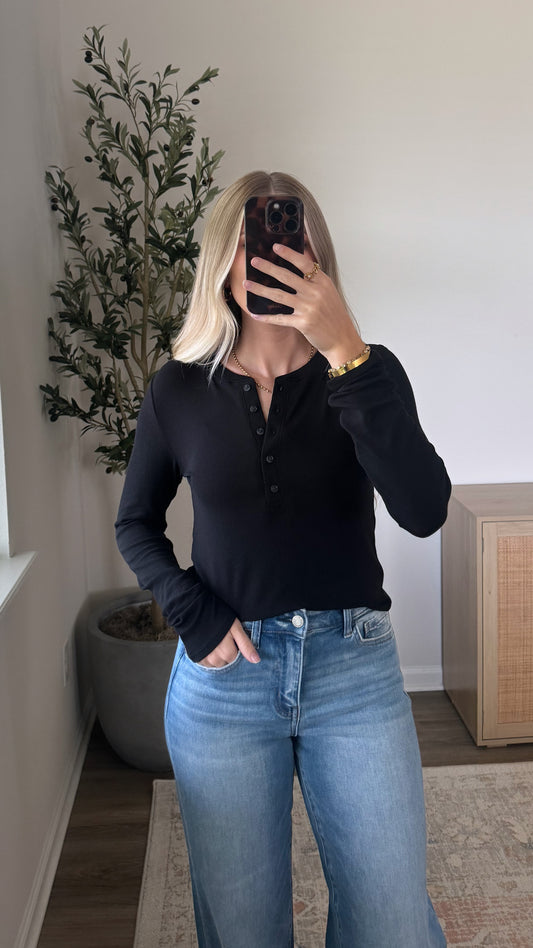 Modal Henley Top / Black