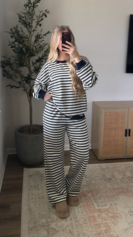 Seaside Striped Set / Navy Blue