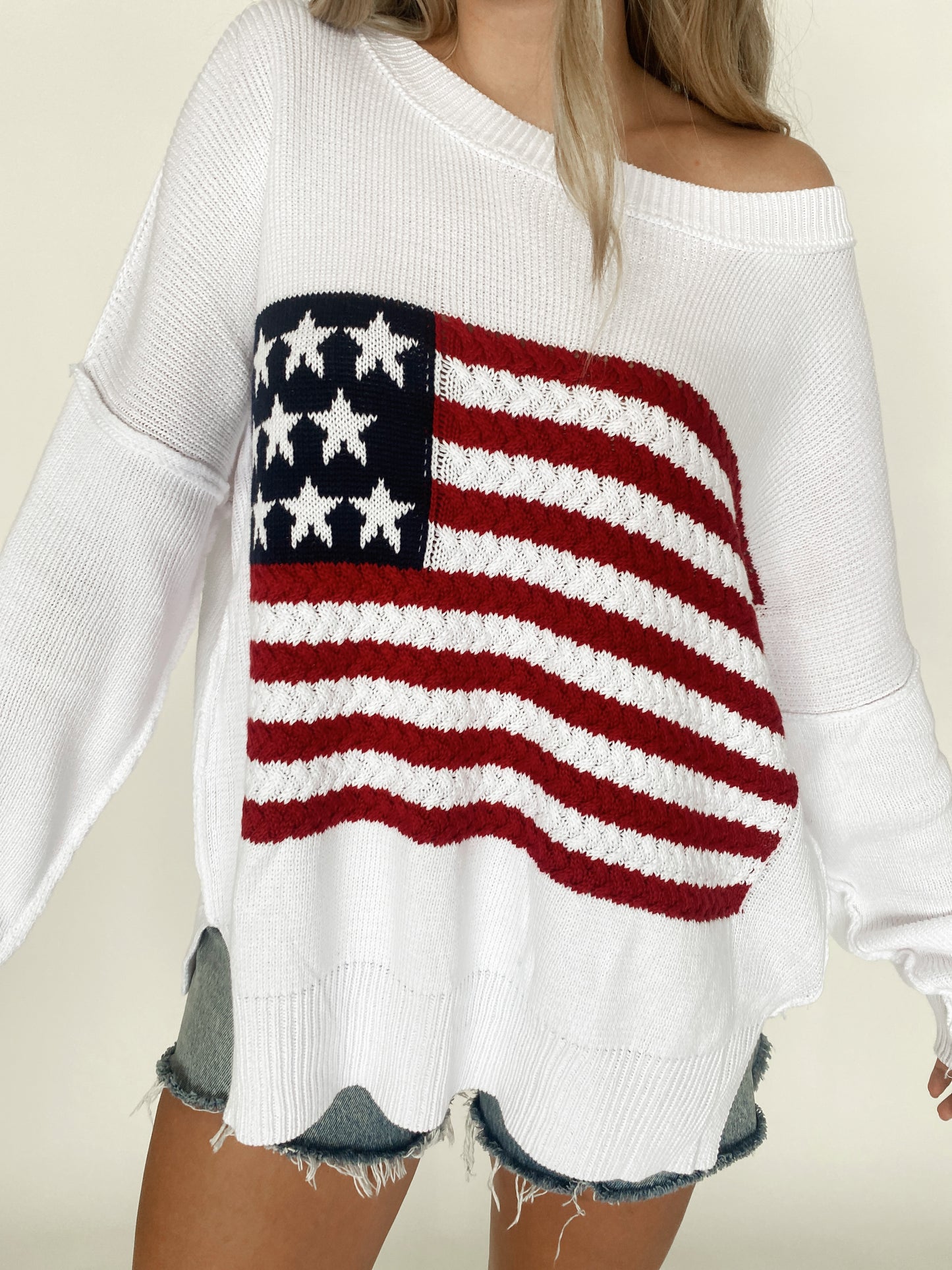 6 Colors / American Flag Knit Pullover